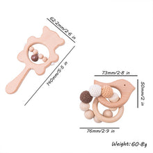 Load image into Gallery viewer, Wooden Teether and Rattle 2pcs Set
