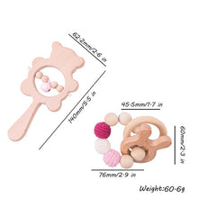Load image into Gallery viewer, Wooden Teether and Rattle 2pcs Set