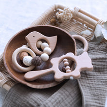Load image into Gallery viewer, Wooden Teether and Rattle 2pcs Set