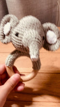 Load and play video in Gallery viewer, Animal Wooden Teething Ring Rattle Hand-Made Crochet | Elephant
