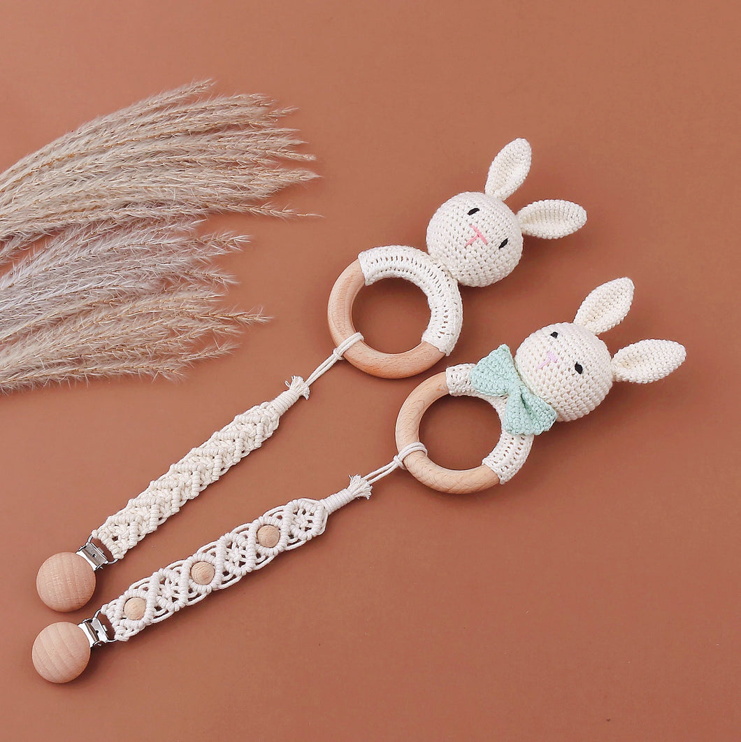 Wooden Rattle Toy Gift Set | Baby Bunny