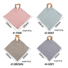 Load image into Gallery viewer, Muslin blanket &amp; Baby Teething Wooden Ring
