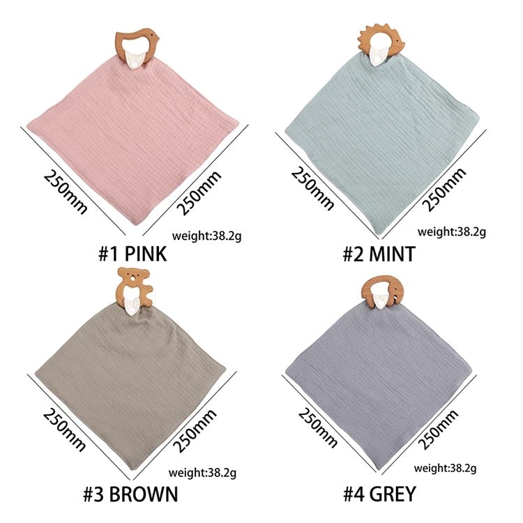 Muslin blanket & Baby Teething Wooden Ring