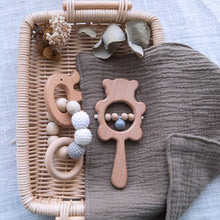 Load image into Gallery viewer, Wooden Teether and Rattle 2pcs Set
