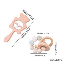 Load image into Gallery viewer, Wooden Teether and Rattle 2pcs Set
