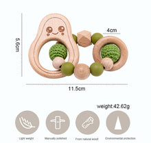 Load image into Gallery viewer, Wooden Avocado Beads Rattle Baby Teether
